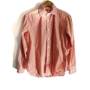 Men’s BUGATCHI Orange Patterned dress shirt